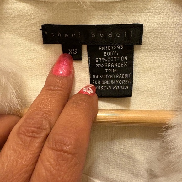 Vintage Y2K Sheri Bodell Corduroy White 100% Rabbit Fur Trim Jacket Sz XS - Picture 2 of 16